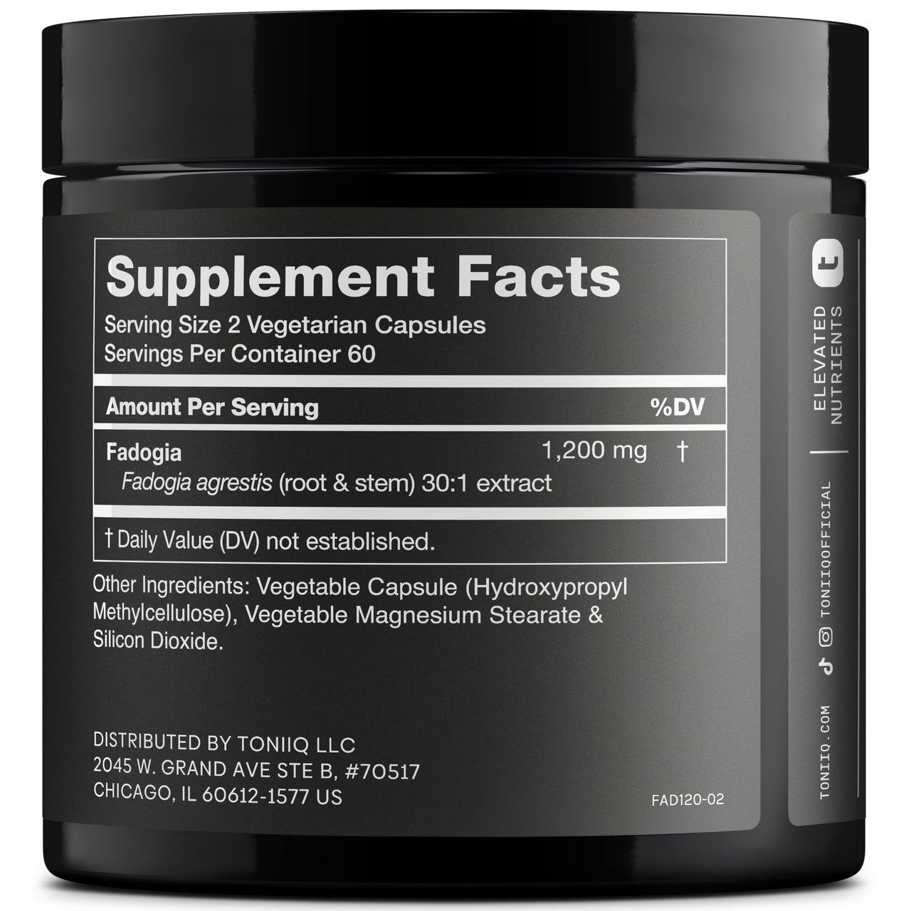 Toniiq Fadogia Agrestis - Ultra High Potency 30:1 Extract - 1200mg Per Serving - Highly Concentrated - Third-Party Lab Tested - 120 Capsules