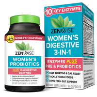 Thumbnail for Zenwise Health 3-in-1 Womens Probiotic Supplement for Digestive, Gut Flora & Vaginal Health - Daily Probiotics & Prebiotics for Women with Digestive Enzymes Supports Bloating & Gas Relief - 60 Count