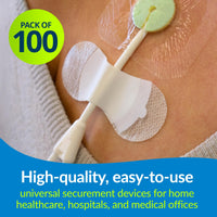Thumbnail for TIDI 3300M Grip-Lok Medium Securement Device ― Pack of 100 ― Catheter Stabilization Device ― White ― Flexible Material ― Low-Profile Design for Comfort― Home Healthcare ― Medical Supplies