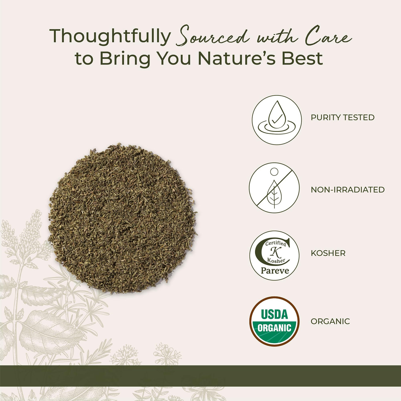 Starwest Botanicals Organic Dried Thyme Leaves - Seasoning Spice for Cooking, Loose Leaf Herb for Tea, Cut & Sifted, Certified Kosher, Non-GMO - Bulk 1 lb Bag