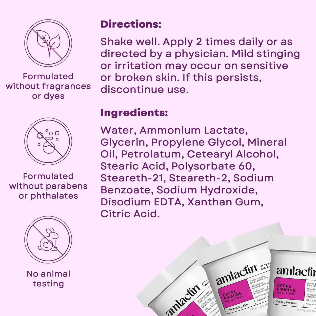 AmLactin Crepe Firming Cream - Therapeutic Skin Tightening Cream for Body – No-Scrub Exfoliator and Moisturizer, Skin Care with 15% Lactic Acid AHA, 12 oz (Packaging May Vary)