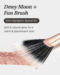 Thumbnail for Glint Highlighter Special Set (Dewy Moon(Set), 0.08oz + Fan Brush) - Baked Highlighter for Natural Glow. Korean Makeup by LG Beauty. Rich Pigment, Silky Touch, Shimmer.