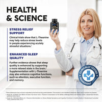 Thumbnail for L Theanine 400 mg | L-Theanine Stress Relief | Extra Strength Supplement | Made in USA | Relaxation, Sleep & Calm Support | For Men & Women | Plant Based, Non-GMO & Gluten-Free | 120 Vegan Capsules