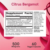 Thumbnail for Jarrow Formulas Citrus Bergamot Supplement 500 mg - 60 Servings (Veggie Caps) - Antioxidant Support for Cardiovascular & Metabolic Health - Dietary Supplement - Vegan Gluten-Free- Use with QH-Absorb