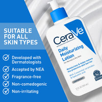 Thumbnail for CeraVe Daily Moisturizing Lotion for Dry Skin, Body Lotion & Face Moisturizer with Hyaluronic Acid and Ceramides, Daily Moisturizer, Fragrance Free, Oil-Free, 12 Ounce