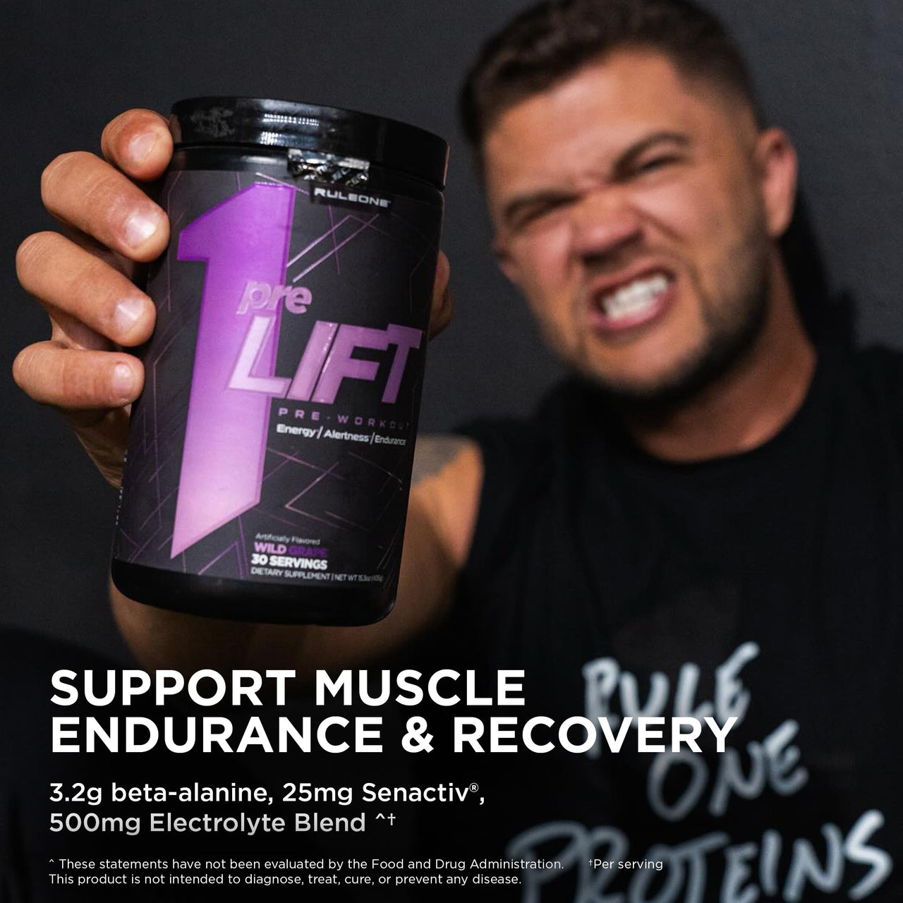 Rule 1 Proteins preLIFT Pre-Workout, 6g Citrulline, 3.2g Beta Alanine, 3 Caffeine Sources + 20 Others for Energy, Alertness, & Endurance (30 Servings, Blue Raspberry)