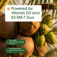 Thumbnail for NatureBell Vitamin Double Strength D3 + K2-240 Softgels - 10,000 IU Vitamin D & 200mcg K2 - Bone Strength, Immune Function & Calcium Absorption Support* - Coconut Oil Infused