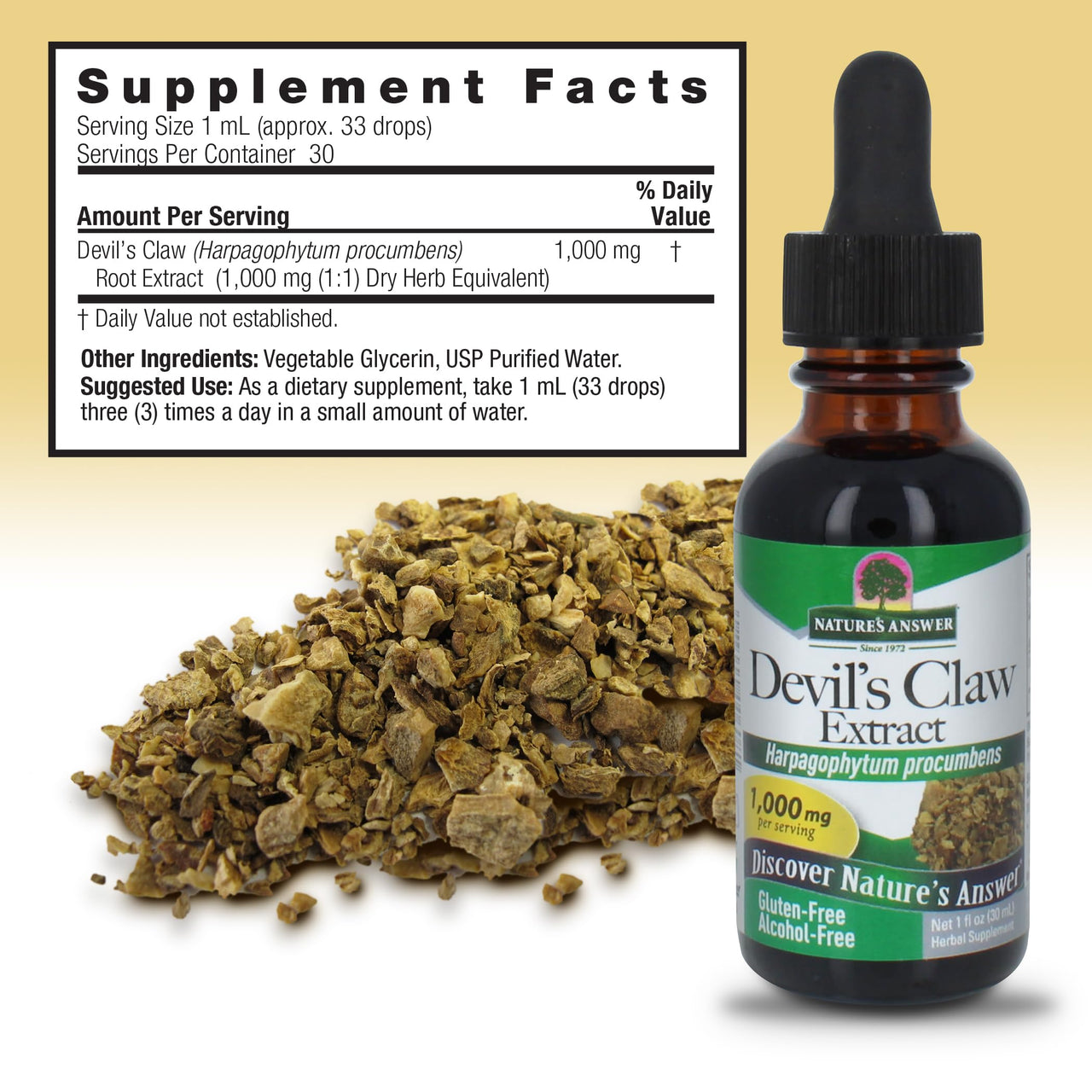 Nature's Answer Devil's Claw Root Alcohol Free Extract 1 Fluid Ounce | Supports Joint Function | Promotes Muscle and Bone Function