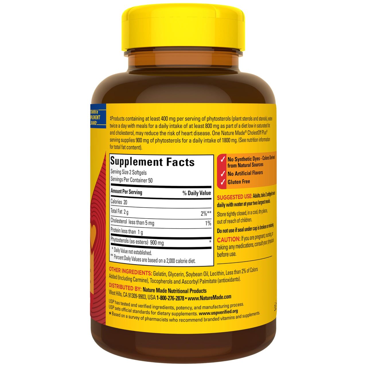 Nature Made CholestOff Plus, Dietary Supplement for Heart Health Support, 100 Softgels, 25 Day Supply