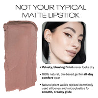 Thumbnail for MOB Beauty Soft Matte Lipstick M102 – Mauve Greige | Weightless, One-Swipe Color Infused with Skincare | Vegan, Silicone-Free, Cruelty-Free Formula in a Biodegradable Capsule