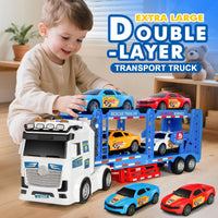 Thumbnail for BainGesk Semi Truck Toys Car for 3, 4, 5, 6, 8 Years Old Boys Girls, Adjustable Double Decker Carrier Truck with Light & Sound, Car Hauler with Trailer Toy, Large Transport Toy Gifts for Toddler