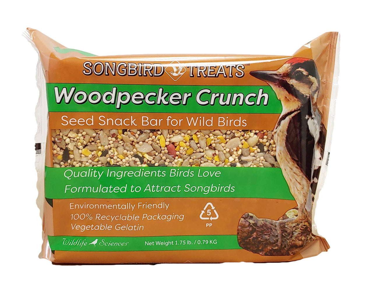 Wildlife Sciences Songbird Treats Seed Bars | 1-2 lb Bird Seed Cakes for Wild Birds (Woodpecker Crunch)