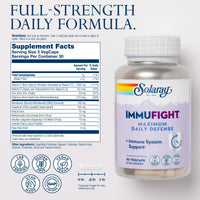 Thumbnail for SOLARAY Immufight Maximum Daily Defense, All Day Immune Support, Vitamin C, Vitamin D, Zinc, Probiotics, Monolaurin, Acerola & More, Vegan & Gluten Free, 60 Day Guarantee, 30 Servings, 90 VegCaps