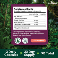 Thumbnail for Red Yeast Rice 1215 mg. Capsules - Extra Strength Red Rice Yeast with CoQ10 Supplement, Plus Alpha Lipoic Acid & Organic Flaxseed, Citrinin Free, Supports Cardiovascular Health, Non-GMO 90 Veggie Caps