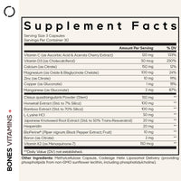 Thumbnail for Codeage Bones Vitamins+ - Vitamin D3 & K2, Vitamin C, Calcium, Magnesium, Zinc, Hesperidin, L-Lysine, Manganese, Bamboo, Horsetail, Cissus, Boron, Trans-Resveratrol, Non-GMO Supplement - 90 Capsules