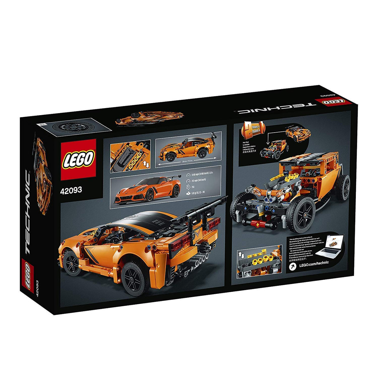 Technic Chevrolet Corvette Zr1 Replica, 2 in 1 Collectible Car Model, Advanced Construction Set