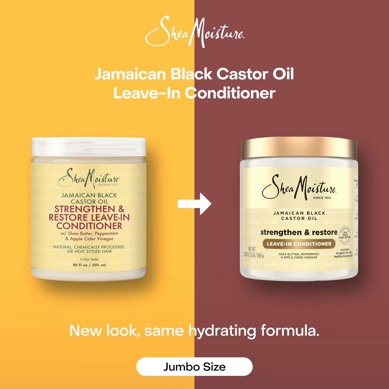 SheaMoisture Leave In Conditioner, Jamaican Black Castor Oil to Soften, Detangle & Reduce Breakage, 20 oz