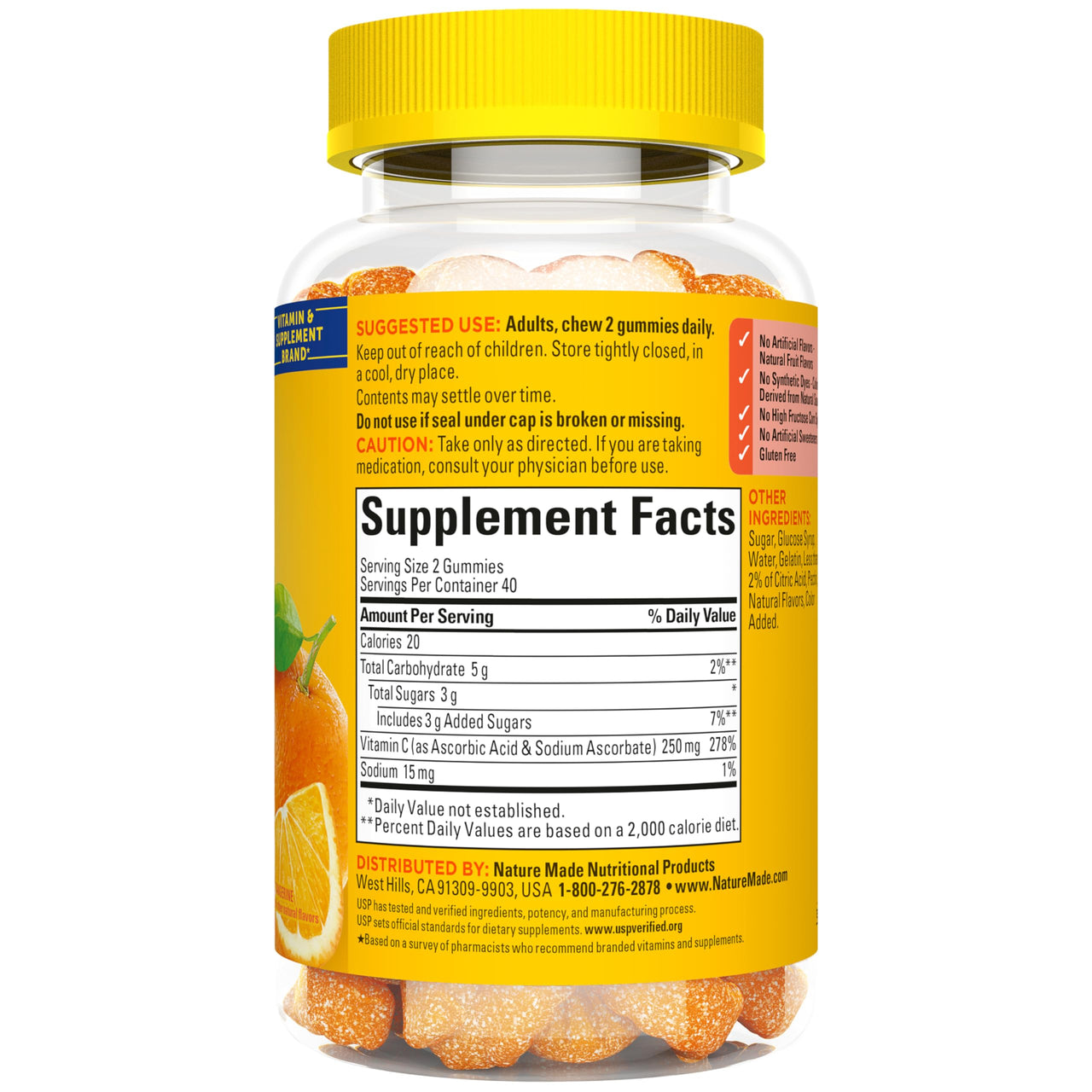 Nature Made Vitamin C 250 mg Per Serving, Dietary Supplement for Immune Support, Vitamin C Gummies for Adults, 80 Gummies, 40 Day Supply