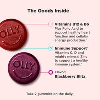 Thumbnail for OLLY Men's Multivitamin Gummy, Vitamins A, C, D, E, B, Zinc, Blackberry Flavor, 45 Day Supply - 90 Count