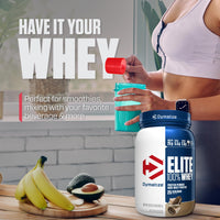 Thumbnail for Dymatize Elite 100% Whey Protein Powder, Cookies & Cream, 25g of Protein, 5.5g BCAAs, Less Than 140 Cal., Gluten Free, 3g Carb, 2g Sugar, 3g Fat (25 Servings)