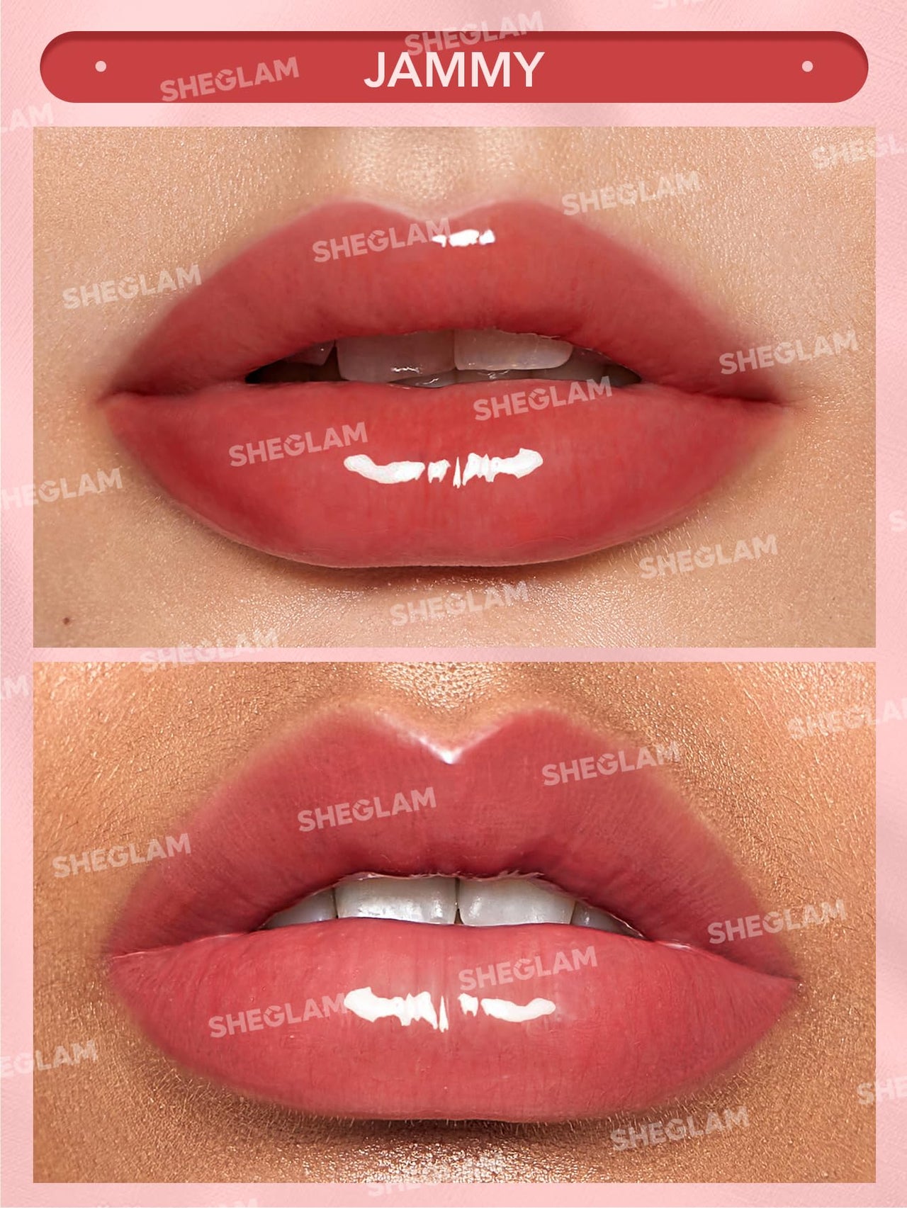 SHEGLAM Glaze Daze Lip Gloss Shiny Tinted Lip Gloss High Gloss Finish Plumping Lip Care Nourishing Not Easy to Fade Liquid Lip Cosmetics-Jammy