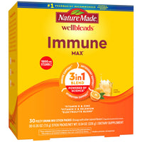 Thumbnail for Nature Made Wellblends ImmuneMAX Fizzy Drink Mix, Vitamin C 2000mg with Zinc 20 mg, Vitamin D3 1000 IU (25 mcg), plus Seven B Vitamins and Electrolyte Hydration Blend, 30 Stick Packs