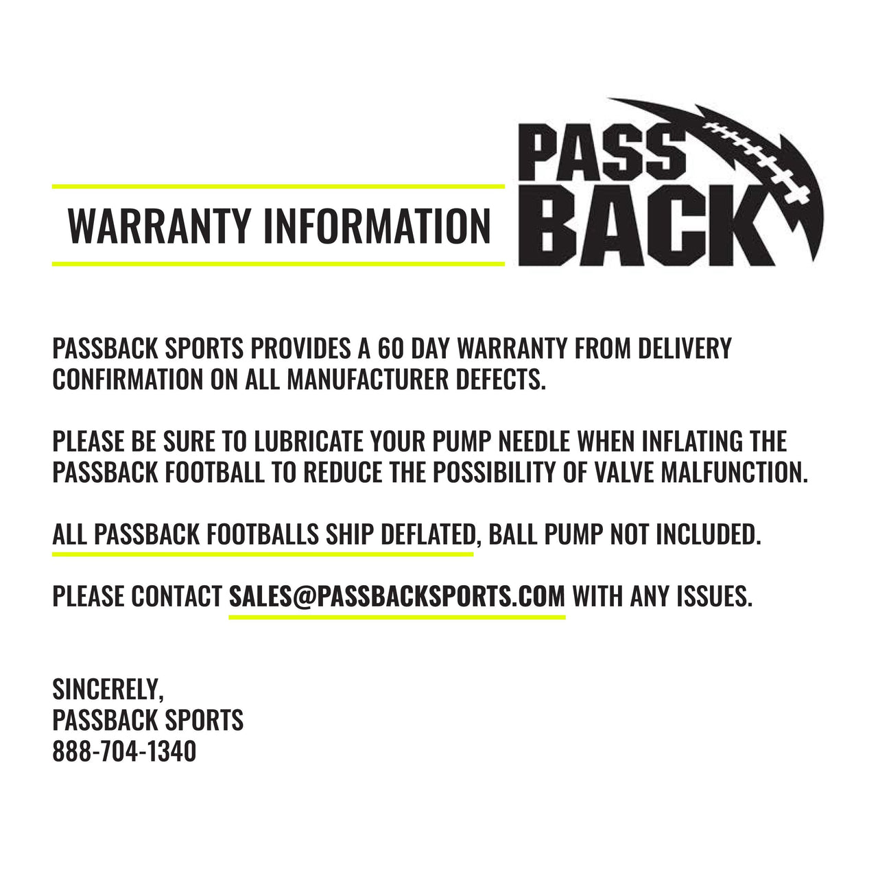 Passback Official Composite Football, Ages 14+, High School Training Football, (Ships Deflated)