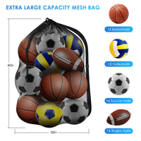 Thumbnail for BROTOU Extra Large Sports Ball Bag Mesh, Basketball Bags Team Balls, Adjustable Shoulder Strap, Team Work Ball Bags for Holding Soccer, Football, Volleyball, Swimming Gear (30” x 40”) (1PCS)