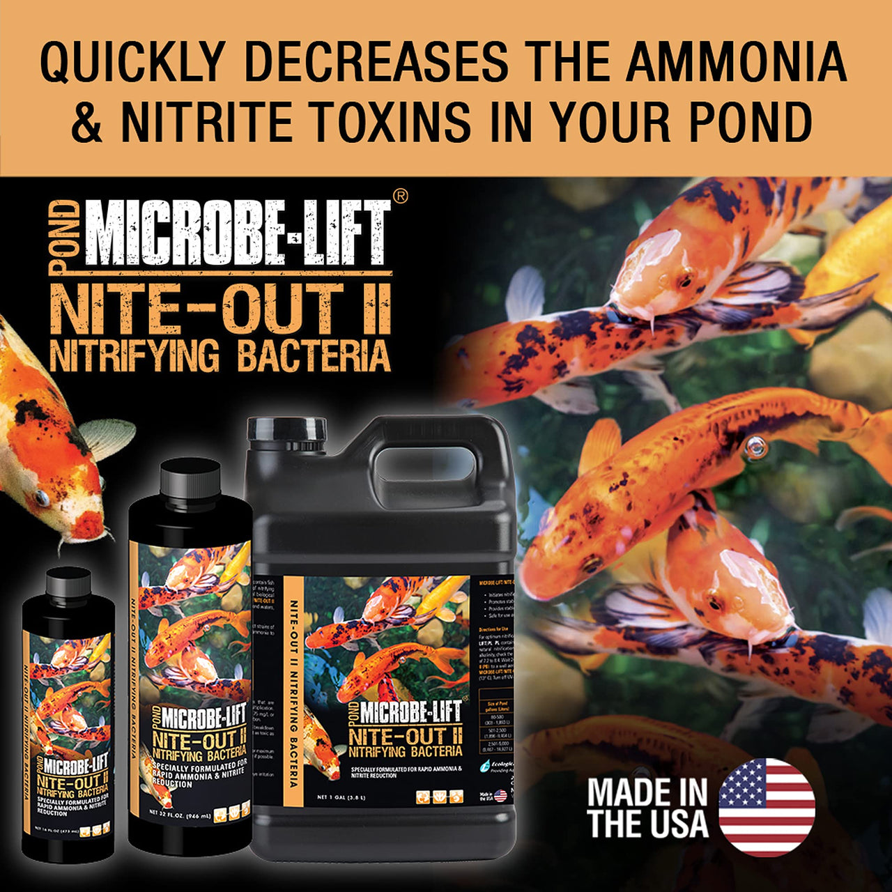 MICROBE-LIFT Nite-Out II Water Cleaner for Outdoor Ponds and Water Gardens, Rapid Ammonia and Nitrite Reduction (16 Ounces)