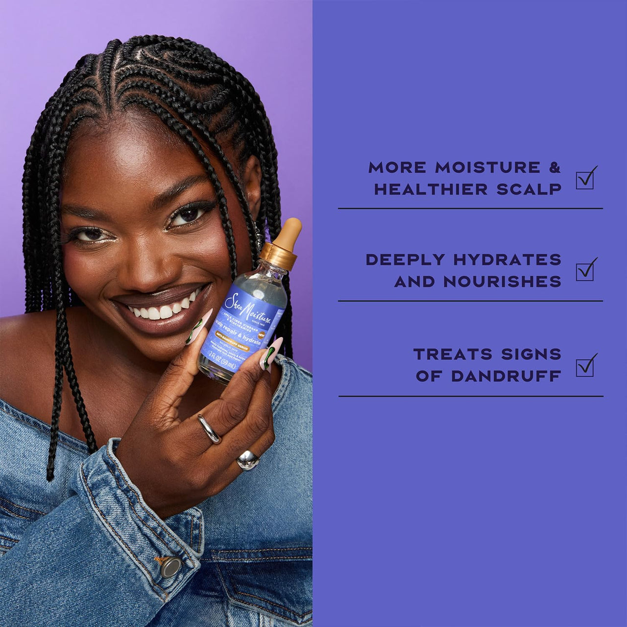 SheaMoisture Anti-Dandruff Shampoo & Conditioner + Scalp Repair & Hydrate Serum with Niacinamide, Shea Butter, 3% Salicylic Acid for Flakes & Itchy Scalp