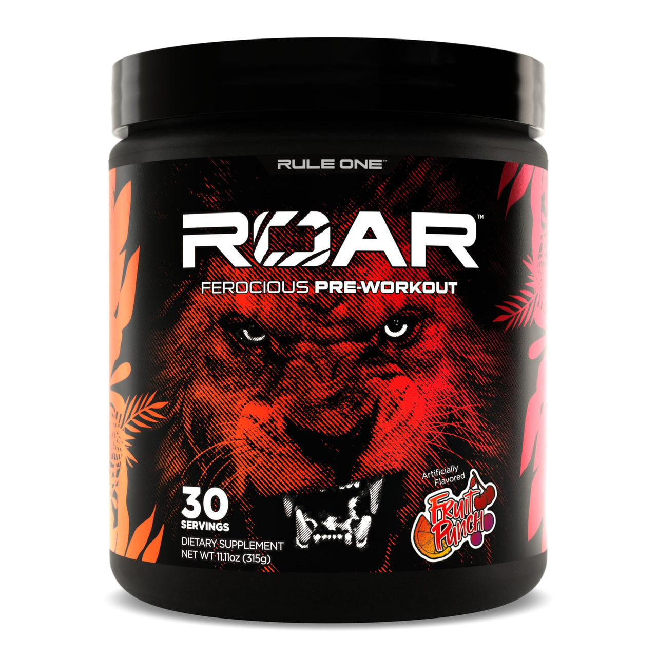Rule 1 Proteins R1 Roar - Pre-Workout Powder with Creatine, Beta-Alanine, Citrulline, Electrolytes & Caffeine (30 Servings, Fruit Punch)