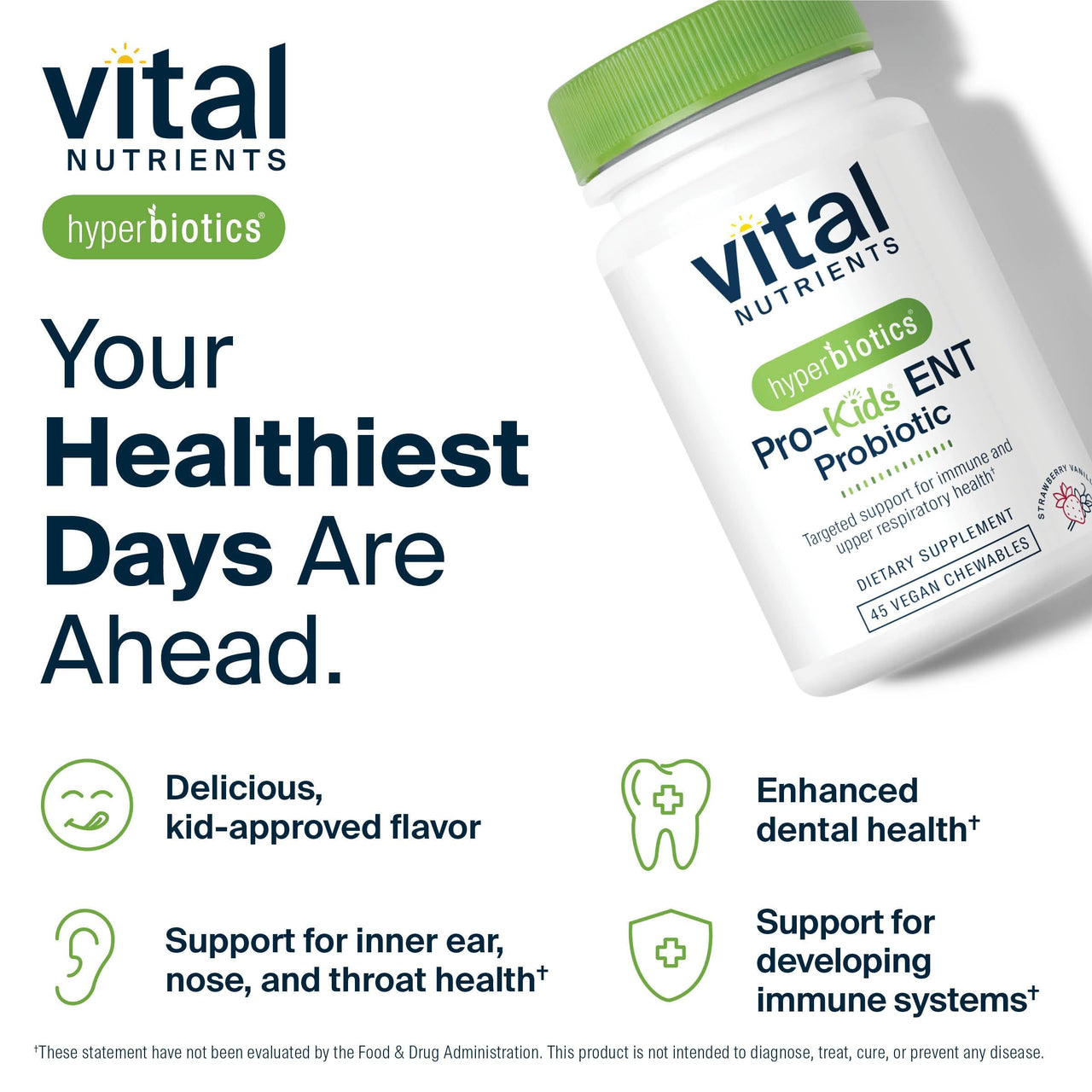 Hyperbiotics Vital Nutrients Pro Kids Probiotic | Allergen-Free Toddler Probiotics for Kids | Targeted Immune, Gut, and Digestive Health | Sugar-Free Orange Flavor | 60 Chewable Tablets
