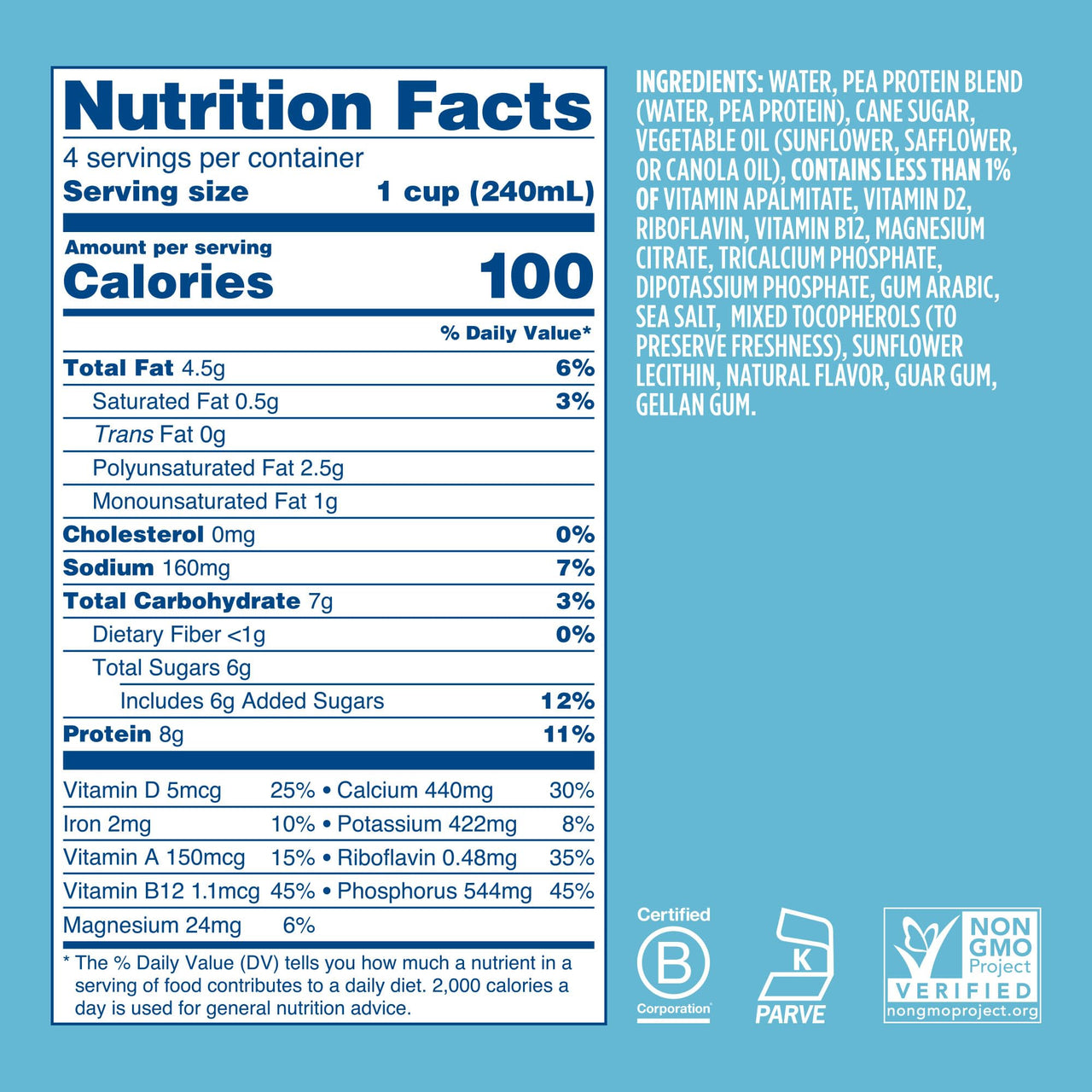 Ripple Original Plant Based Milk | 8g of Quality Sourced Pea Protein, Calcium Rich | Shelf Stable | Vegan & Non GMO Certified | Dairy, Soy, Nut, Gluten, & Lactose Free | 32 Fl Oz Cartons (Pack of 6)