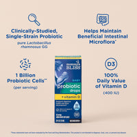 Thumbnail for Mommy's Bliss Baby Probiotics + Vitamin D Drops, Supports Digestive Health & Immune Function*, 400IU Vitamin D , Supports Bone Development*, Newborns+, Flavorless, 0.34 Fl Oz (30 Servings)