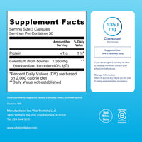 Thumbnail for Vital Proteins Bovine Colostrum Supplement 90 Capsules for Gut Health, Immune Support with 40% IgG Premium Bovine Colostrum Superfood, Unflavored, 30 Servings