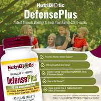 Thumbnail for NutriBiotic – DefensePlus, 45 Tablets | 11 in 1 Immune Support with Vitamin C, Zinc, Grapefruit Seed Extract, Echinacea, Astragalus Root & Immune Boosting Extracts & Mushrooms | Vegan & Gluten Free