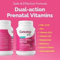 Thumbnail for CONCEIVE PLUS Fertility Detox After Birth Control - Prenatal Vitamins for Women Trying to Conceive, Antioxidants, Folic Acid, 60 Capsules, 30 Day Program