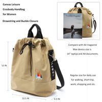 Thumbnail for Women Casual Canvas Shoulder Bags, Sunshine Embroidery Cross Body Bag Top Handbag (Khaki)