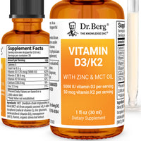 Thumbnail for Dr. Berg Liquid Vitamin D3 & K2 Supplement with Zinc - for Bone, Teeth, Mood & Immune Health* - Vitamin D3 & K2 Drops for Adults - 1 fl oz