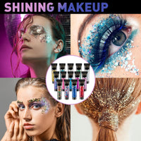 Thumbnail for AROIC 14 Colors Body Glitter, St Patricks Day Face & Hair Glitter Gel Set, Eye Shimmer for Women Glow in the Dark Rave Accessories Party Supplies, Face Paint Hair/Cheek/Eyelid Sparkle Makeup-18ml/Tube