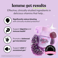 Thumbnail for Lemme Debloat - Digestive & Gut Health Gummies with 2 Clinically Studied Probiotics & Prebiotic, Vegetarian, Gluten Free, Non GMO, BlackBerry Flavor (60 Count)