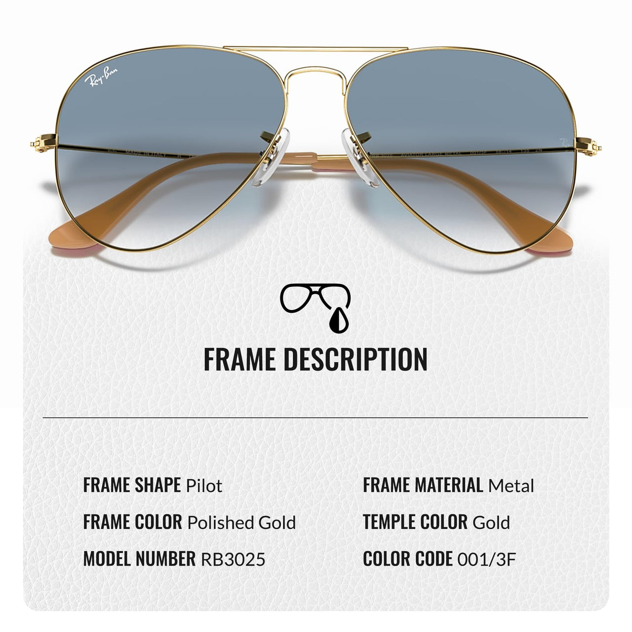 Ray-Ban RB3025 Classic Gradient Aviator Shape Sunglasses With Eyewear Kit Bundle - Adjustable Nose Pads - Ideal Formal and Casual Wear Retro Sunglasses