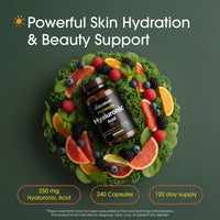 Thumbnail for NatureBell Hyaluronic Acid 250mg - 240 Capsules - 250mg Hyaluronic Acid, 5000mcg Biotin & 25 mg Vitamin C - Supports Skin, Hair, Bone, Eye & Joint Health*