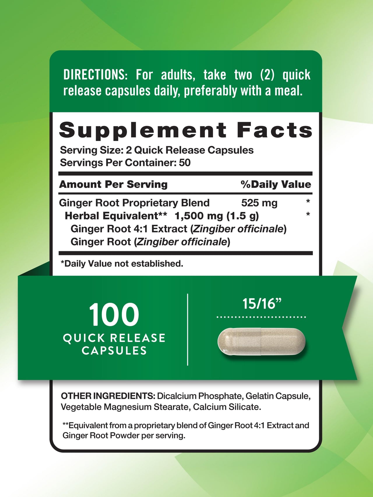 Nature's Truth Ginger Root Capsules | 100 Count | from Ginger Root Extract | Non-GMO and Gluten Free Supplement