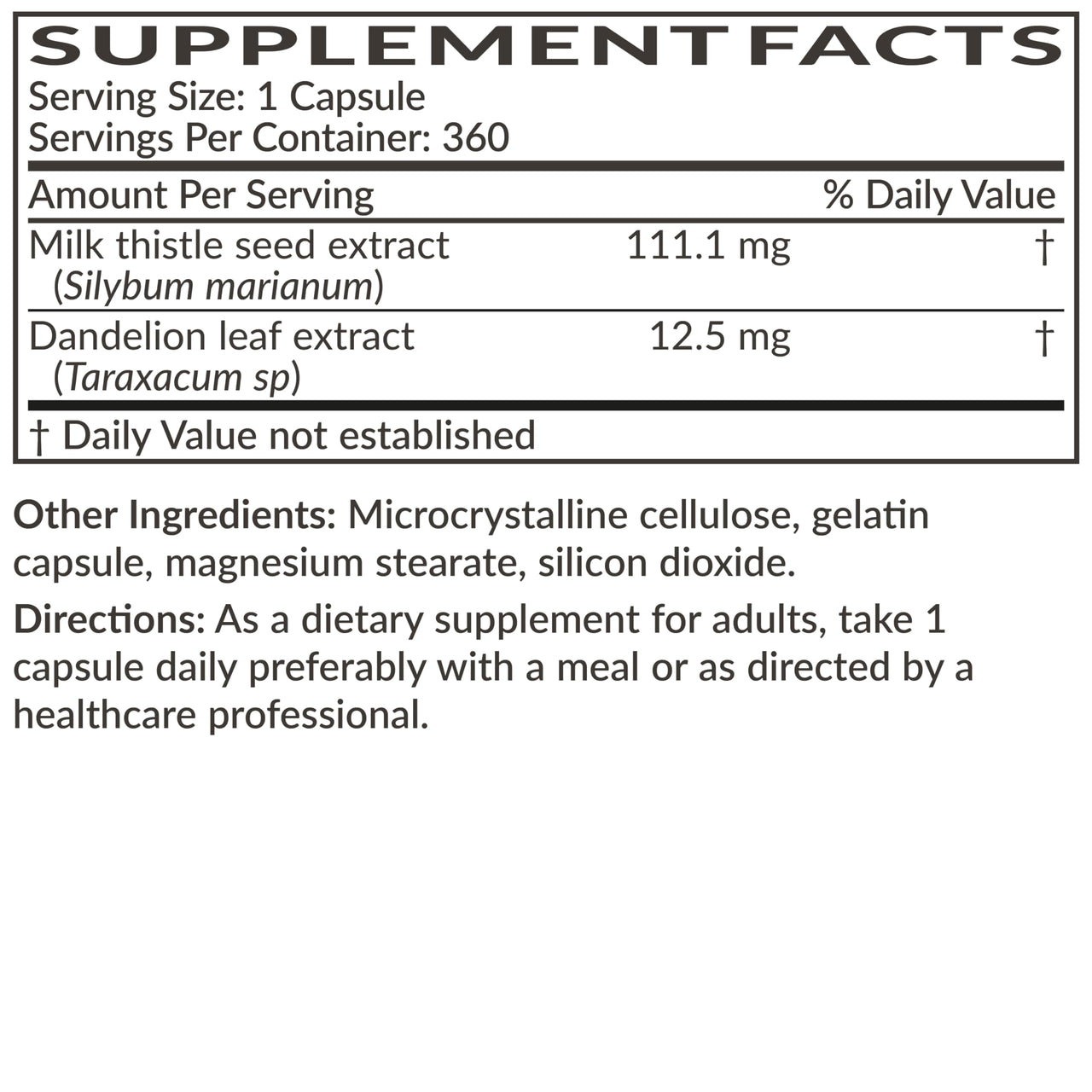 Futurebiotics Milk Thistle Silymarin Marianum & Dandelion Extract Liver Health Support, Antioxidant Support, Detox, 360 Capsules