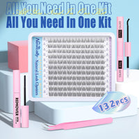 Thumbnail for Natural Lash Clusters Kit DIY Lash Extension Kit Wispy Eyelash Extension Kit C-curly Individual Lashes Kit 9-12MM Short Eyelash Clusters with Lash Remover by Newcally