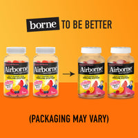 Thumbnail for Airborne 750mg Vitamin C Gummies for Adults, Immune Support Gummies with Powerful Antioxidants VIT C & E, Caffeine Free - 2x63ct Bottle (42 Servings), Assorted Fruit Flavor
