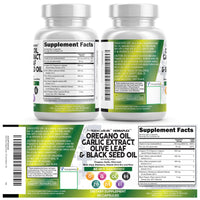 Thumbnail for Clean Nutra Oregano Oil with Black Seed Oil Garlic Olive Leaf Extract - Oil of Oregano Capsules Immune Support Carvacrol & Thymoquinone Supplement for Women and Men + Elderberry Vitamin D3 & Zinc