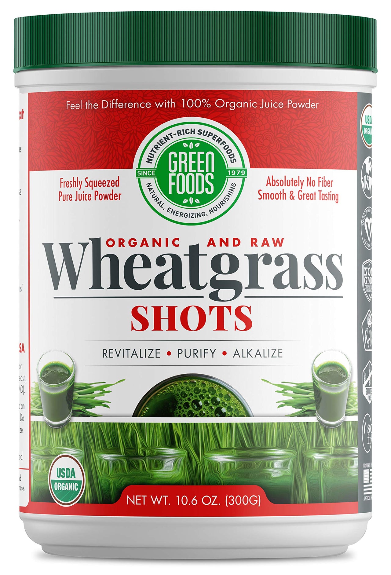 Green Foods Organic Wheat Grass Shots, 10.6 Ounce - Certified Organic, Kosher, Vegan, Raw, Gluten-Free, Soy-Free