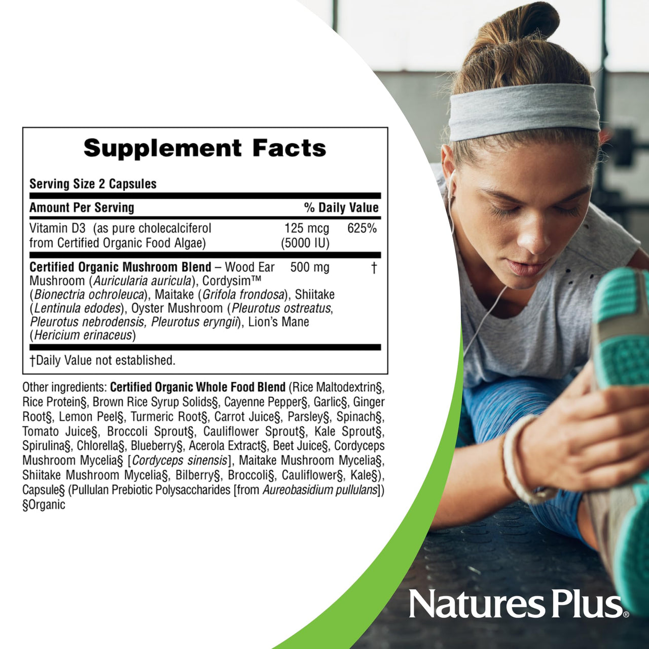 NaturesPlus Source of Life Garden Vitamin D3 - 60 Capsules, Pack of 3 - Immune System Support - USDA Certified Organic, Non-GMO, Vegan, Gluten Free - 90 Total Servings